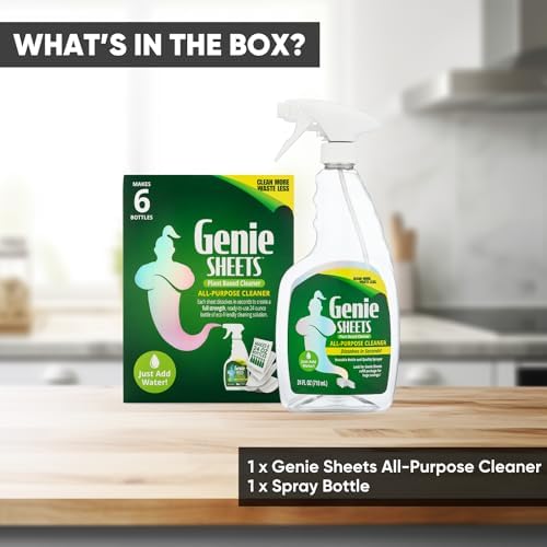 Genie Sheets All Purpose Cleaner | 1 Bottle with Sprayer + Concentrate Makes 6 24oz Refills | Professional-Strength | Just Add Water | Sustainable Eco-Friendly Plant-Based - Image 6
