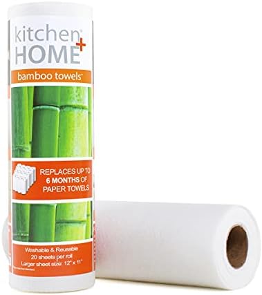 Kitchen + Home Paper Towel Alternative – Heavy Duty Washable Reusable Rayon Towels - One roll replaces 6 months of towels! by Kitchen+%2B+Home