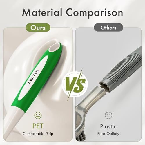 Amazer Dish Brush with Handle, 2 Pack Kitchen Scrub Brushes with Built-in Scraper for Cleaning, Dish Scrubber with Stiff Bristles for Sink, Pots, Pans (Green+Green) - Image 6