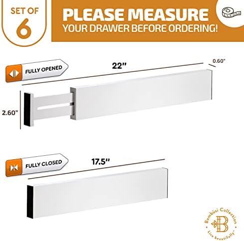 6-Pack Drawer Dividers 2.6-Inch High Dresser Organizer 16 to 22 Inch, White - Image 2