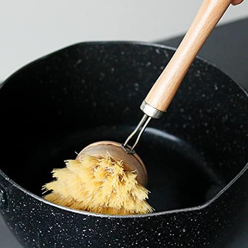 Bamboo Scrub Brush, Eco-Friendly Dish Brush, Replacement Heads 5 Pieces Natural Sisal Hemp and Beech Wood Scrubbing Brushes Kitchen Sink Cleaning - Image 4