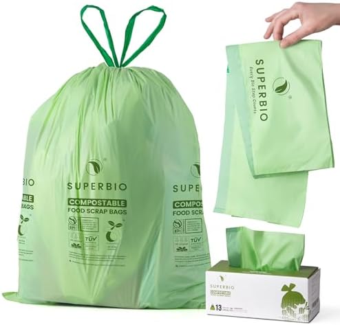 SUPERBIO 13 Gallon Compostable Drawstring Kitchen Waste Bag, 30 Count by SUPERBIOCOMPOSTABLEBAGS