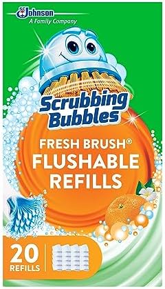 Scrubbing Bubbles Flushable Toilet Wand Refills, Fresh Brush Toilet Cleaner Refill Pads, Cleans Limescale & Fights Odors, Citrus Scent, 20 Count, Pack of 1 by ScrubbingBubbles