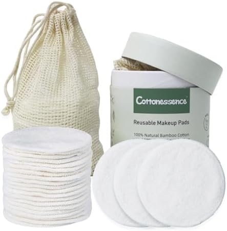 Reusable Makeup Remover Pads - 25 Pack Cotton Rounds with Washable Laundry Bag and Round Box for Storage, Bamboo Cotton for All Skin Types by CraftingHealthUnveilingBeauty