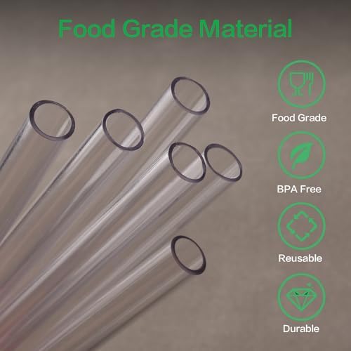 7-Inch Reusable Clear Drinking Straws, for 8/10/12 oz Kids' Cups, Coffee, Juice, Wine Tumblers, Jars, BPA-Free, Size: 7" x 10mm, Includes 8 Tritan Plastic Straws and 2 Cleaning Brushes - Image 3