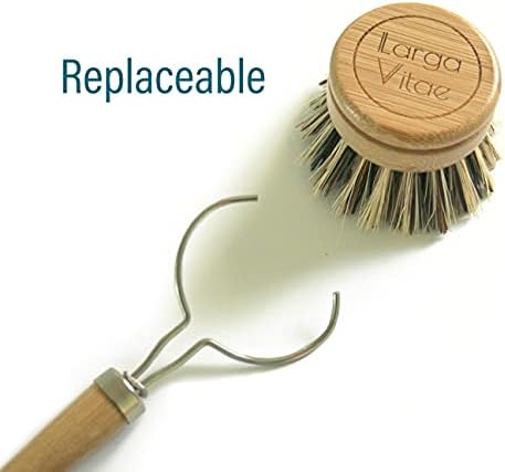 6 pcs Wooden Dish Brush Replacement Heads Made of Renewable Bamboo Wood and Natural Bristle Fiber, Durable, Long Lasting (Palm/Coconut Fiber Bristles) - Image 6