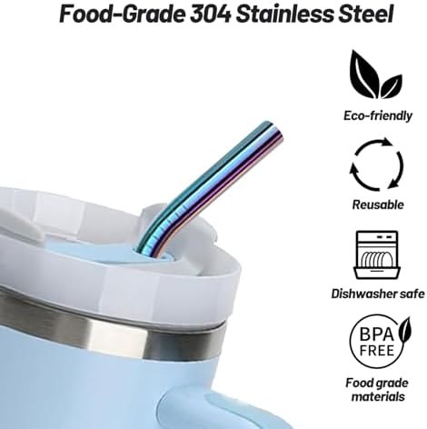 VEHHE 4 Pack 12.5-inchs Long Reusable Straws, Stainless Steel Straws - Image 3