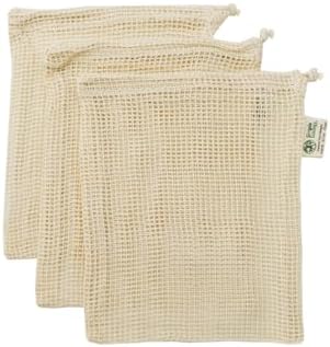 Simple Ecology Reusable Produce Shopping and Storage Bags, Drawstring, Washable Organic Cotton Mesh, Small 3 pack by Simple+Ecology