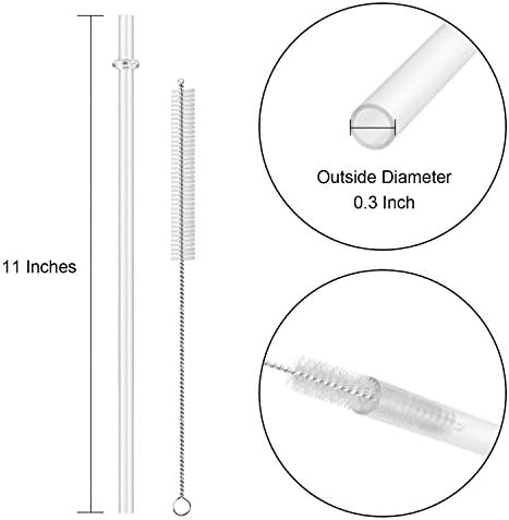 15 Pieces 11 Inch Clear Reusable Plastic Replacement Drinking Straws, Fit for 24 oz 32oz 40oz Mason Jars, Tumblers, Extra Long Unbreakable Drinking Straws with Cleaning Brush, BPA Free - Image 2
