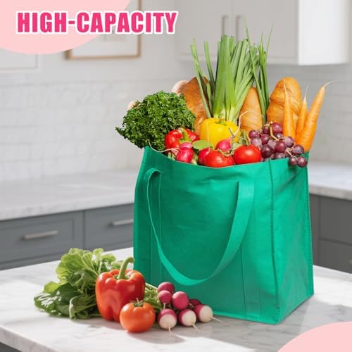 12 Pack Heavy Duty Reusable Grocery Bags - Large Shopping Totes Reinforced Handles, Holds 40 lbs, Foldable and Washable (Multicolor) - Image 3