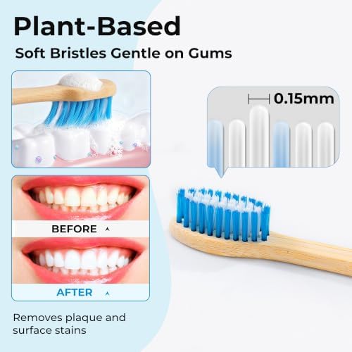 Bamboo Toothbrushes, Natural Plastic Free Toothbrush 50 Pack - Image 2