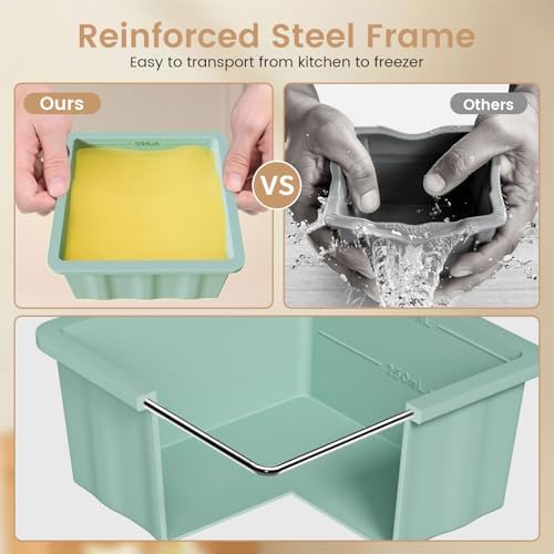 Silicone Freezer Tray for Soup Ice Cubes: 2-Cup Freezing Trays with Lid for Meal Prep - 4Pack Silicon Soup Portion Freeze Tray Make Stock Souped Ice Cube - Image 3
