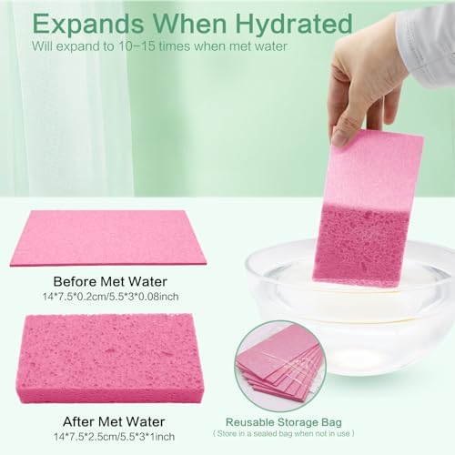 Large Cellulose Sponges, Kitchen Sponge for Dish, Thick Heavy Duty Scrub Pads, Non-Scratch Scrubber for Household/Cookware/Bathroom/Office/Boat 5.5" x 3" x 1" (7 Pack) Pink - Image 3