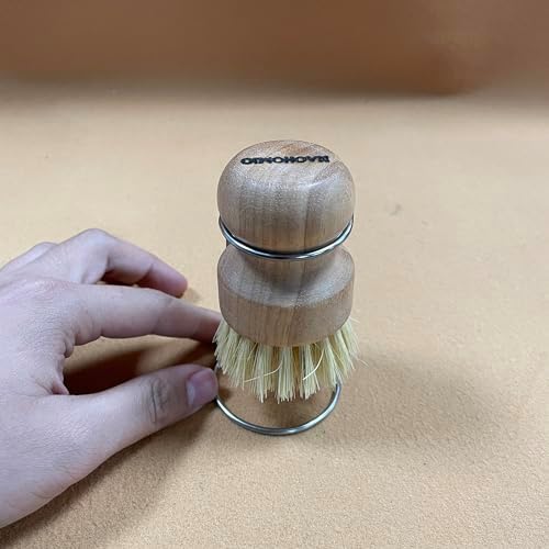 Natural Wooden Dish Brush Set with Drying Stand - Eco-Friendly Palm & Sisal Scrubber for Pots, Pans, Dishes, Kitchen Sink, Vegetables - Short Handle Pot Brush Cleaning Kit - Image 5
