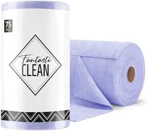 Fantasticlean Microfiber Cleaning Cloth Roll- 75 Sheets, 12"x12" (Lavender) by Fantasticlean