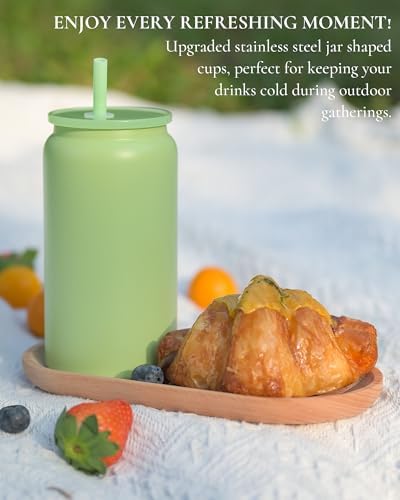 16 oz Tumbler, Insulated Tumbler with Straw, Iced Coffee Tumbler - Image 3