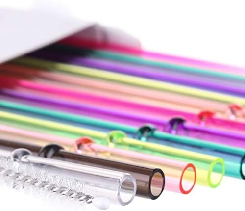 DAKOUFISH 11 Inch Clear Reusable Plastic Replacement Drinking Straws for 24 oz & 16 oz Mason Jar Tumblers,Set of 12 Pcs Straws with Cleaning Brush (11inch 7color) - Image 7