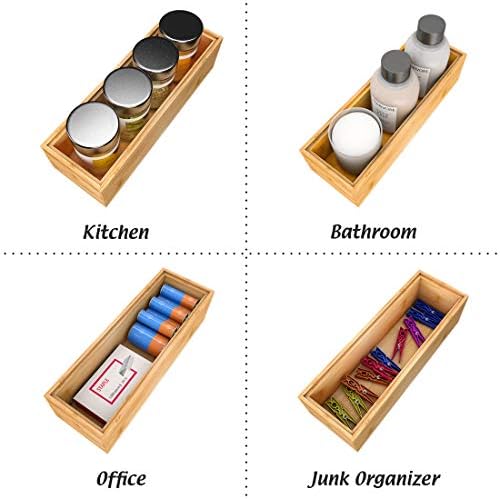 Stackable Utensil Drawer Organizer, Bamboo Kitchen Flatware Holder 9"x 3" - Image 4