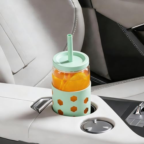 Mrsdry 16 oz Glass Cups with Lids and Straws for Gift, 4-Pack, Green - Image 4