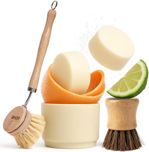Vove Dish Soap Bundle, 2 Bars, 2 Scrub Brushes and 1 Ceramic Cup by Vove