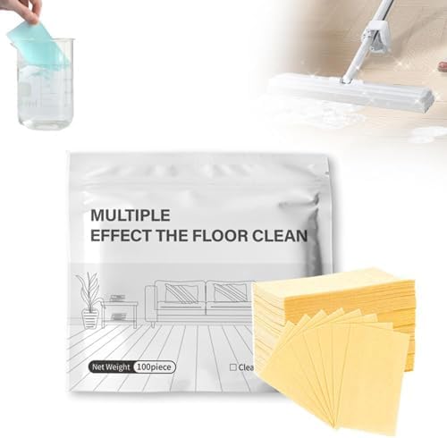 100 Count Multi-Surface Floor Cleaning Tablets, Upgraded Concentrated Dissolvable Cleaning Sheets for Hardwood, Laminate, Tile, Marble & RV Floors (Yellow) by Unknown