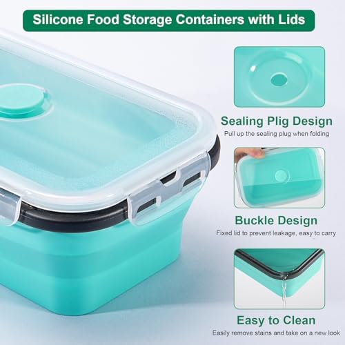 Sudaya 12 Pack Collapsible Food Storage Containers With Lids, Collapsible Storage Containers Sets Silicone Collapsible Bowls For Camping, RV Accessories, Travel Trailer Must - Image 5