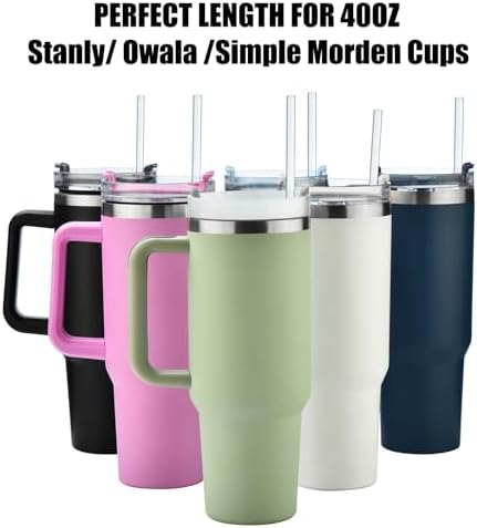 ALINK 13 inch Reusable Clear Plastic Straws, Extra Long Tritan Tumbler Replacement Straws for Stanley Cups, 1 Gallon, 64/40/ 32 oz Water Bottles, YETI, Starbucks, Set of 10 with Brush, AL13CLEAR - Image 4
