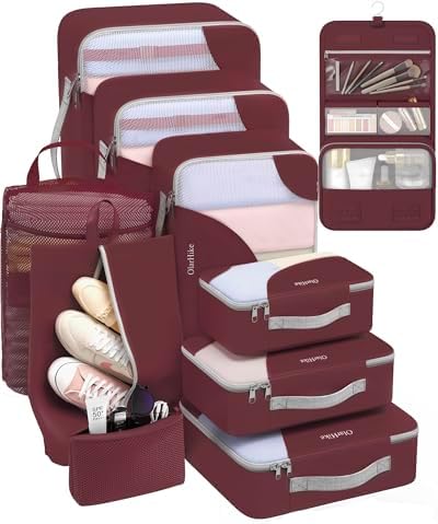 OlarHike 10 Set Packing Cubes for Travel,Gifts for Women Mom,Anti-Tearing Suitcase Organizer,with Over 1000 pcs Mesh Holes,Vacation Essentials & Accessories for Cruise Ship by OlarHike