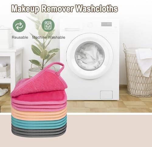 KODAMO Makeup Remover Cloth, 12 Pack Reusable Makeup Remover Towels with Washable Travel Bag, Microfiber Face Wash Cloths for Women All Skin Types, Coral/Pink/Green/Grey - Image 5