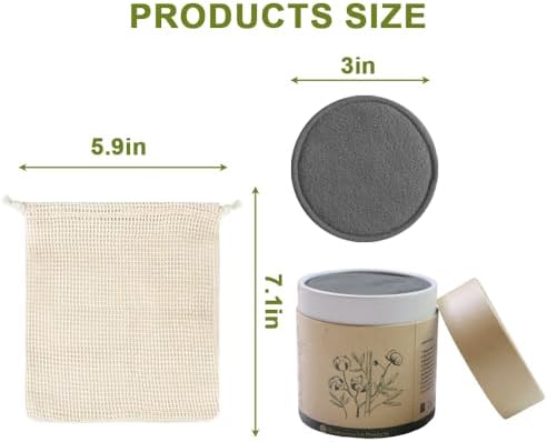 28 Pack Reusable Cotton Rounds with Washable Laundry Bag and Round Box|Travel Essentials for Skincare, Makeup Remover Pads and Storage|Reusable Makeup Remover Pads Black - Image 4