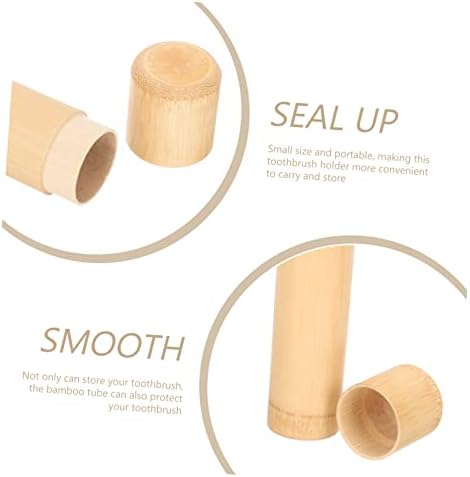 SHOWERORO Bamboo Portable Toothbrush Holder Outdoor Toothbrush Container for Travel Camping and Home Use Design for Toothbrushes - Image 4