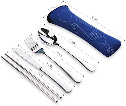 Portable Silverware Set with Case, Lengnoyp Travel Camping Utensils Set, Premium Stainless Steel Travel Cutlery Set - Image 3