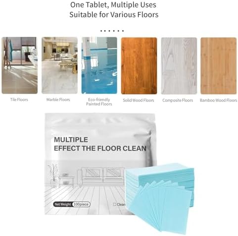 100pcs Floor Cleaner Tablet, Multi-Effect Floors Cleaning Multi-Purpose Powerful Concentrated Sheets Wood Cleaner Tablets for Mopping Luxury Tile Vinyl Plank Wood Flooring Deep Cleans - Image 4