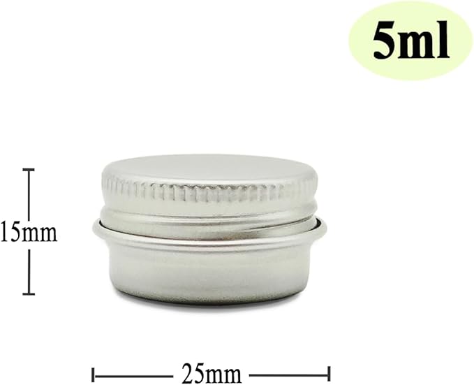 30 pack 5ml Round Lip Balm Tin Cans, 5g Aluminum Makeup Sample Containers with Screw Lid, Empty Silver Metal Tins Pot Storage Travel Tin Jars for Cosmetic, Cream, Candle, Tea, 5 Gram Tins