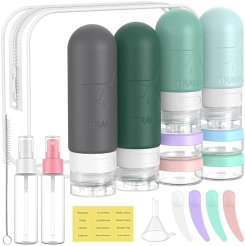 ME.FAN 18 Pack Travel Bottles for Toiletries, TSA Approved, Blue by MEFAN