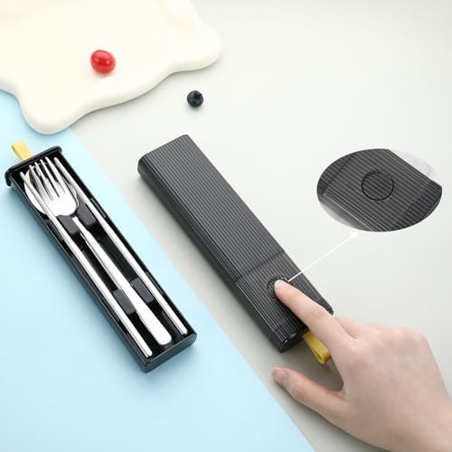 DEVICO Travel Utensils with Case, 4Pcs Korean Chopsticks Fork and Spoon Set - Image 2