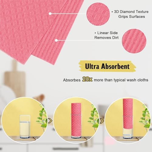 MoLKENE Swedish Dishcloths for Kitchen, 10 Pack Cellulose Sponge Cloths - Image 3