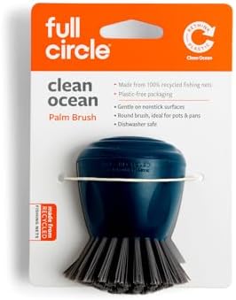 Full Circle Clean Ocean Palm Brush for Cleaning Dishes, Pots, and Pans, Comfortable Handle, Sustainably Made 100% From Recycled Ghost Fishing Nets, Safe for Nonstick - Image 2
