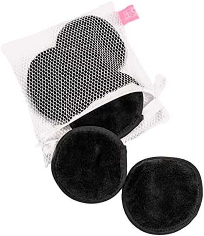 S&T INC. Makeup Remover Wipes for Skin Care with Laundry and Storage Bag, Reusable Makeup Wipes or Face Towels, Travel Essentials, Black, 4 In. Diameter, 5PK by STINC