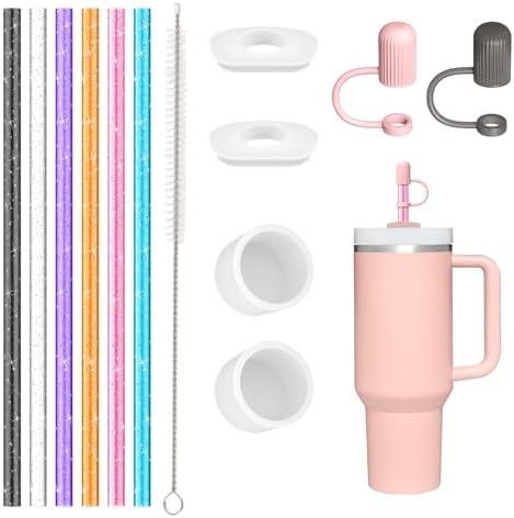 6 PCS Replacement Straws for Stanley|Owala|Simple Modern 40oz 30oz Tumbler, Reusable Color Drinking Straws with Cleaning Brush for Stanley Cup Accessorie，BPA Free, Dishwasher Safe by Allwith