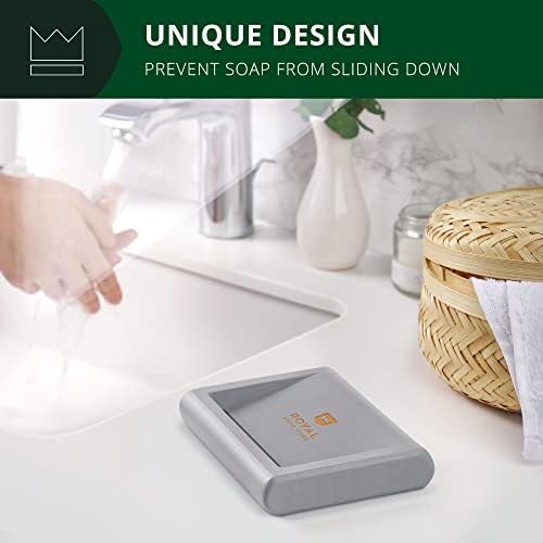 ROYAL CRAFT WOOD Bamboo Soap Dish - Self Draining Soap Holder for Bathroom, Shower, Kitchen Sink | Natural Non-Toxic Soap Tray (Gray) - 1 Pcs - Image 3