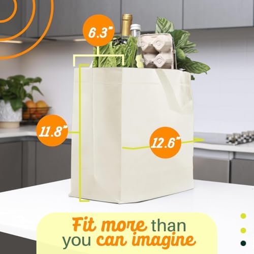 Simply Cool 400 Pack Reusable Grocery Bags, Medium Tote Bags Bulk, Cream - Image 4