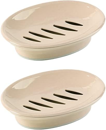 WYOK 2-Pack Soap Dish Plastic Soap Holder with Drainage for Shower (Khaki) by WYOK