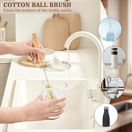 Bottle Brush Set - 6 Pack Sisal Bristle Natural Bottle Brush, All in One Bottle and Straw Brush Cleaning Set for Water Bottles, Glasses, Cups and Lid - Image 4