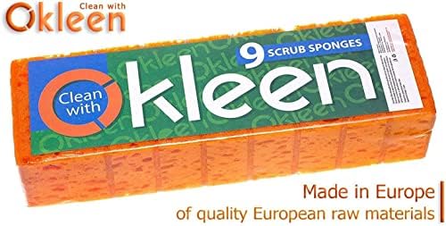 Orange Multi Use Scrub Sponge. Made in Europe. 18 Pack, 4.3x2.8x1.4 inches. Odorless Heavy Duty and Non Scratch Fiber. Durable and Delicate Scrubber for Oven and Stove, Bathroom and Basement - Image 3
