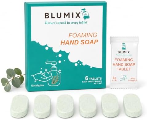 Foaming Hand Soap Refill Tablets, Concentrated Hand Soap Tablets, Just Add Warm Water, For Reusable Foaming Soap Dispensers (6 Count, Eucalyptus, Refill Only) by Blumix