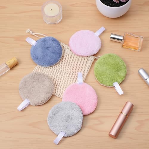 8Pcs Reusable Makeup Remover Pad, Soft Coral Fleece Round Cotton Pad - Image 7
