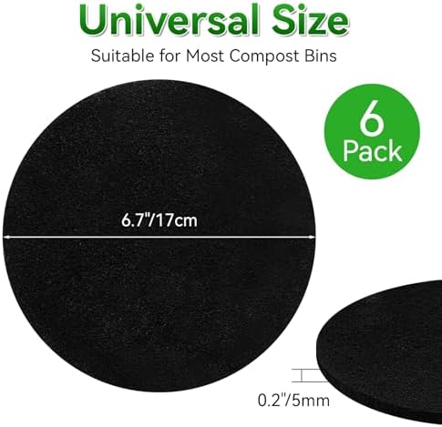 6 Pack 6.7 Inch Charcoal Filter for Kitchen Compost Bin Countertop Bucket - Image 2