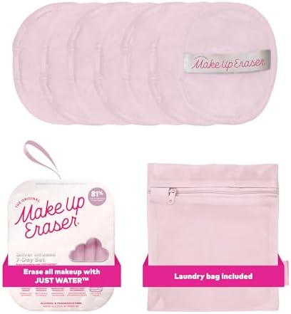 The Original MakeUp Eraser 7-Day Set, Erase All Makeup With Just Water, Including Waterproof Mascara, Eyeliner, Foundation, Lipstick, Sunscreen, and More! Silver Infused, 7ct. by MakeupEraser