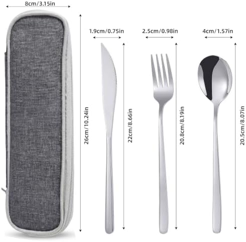 9 Pcs Portable Utensils Set Metal Straws Travel Cutlery Case Fork Spoon - Image 3